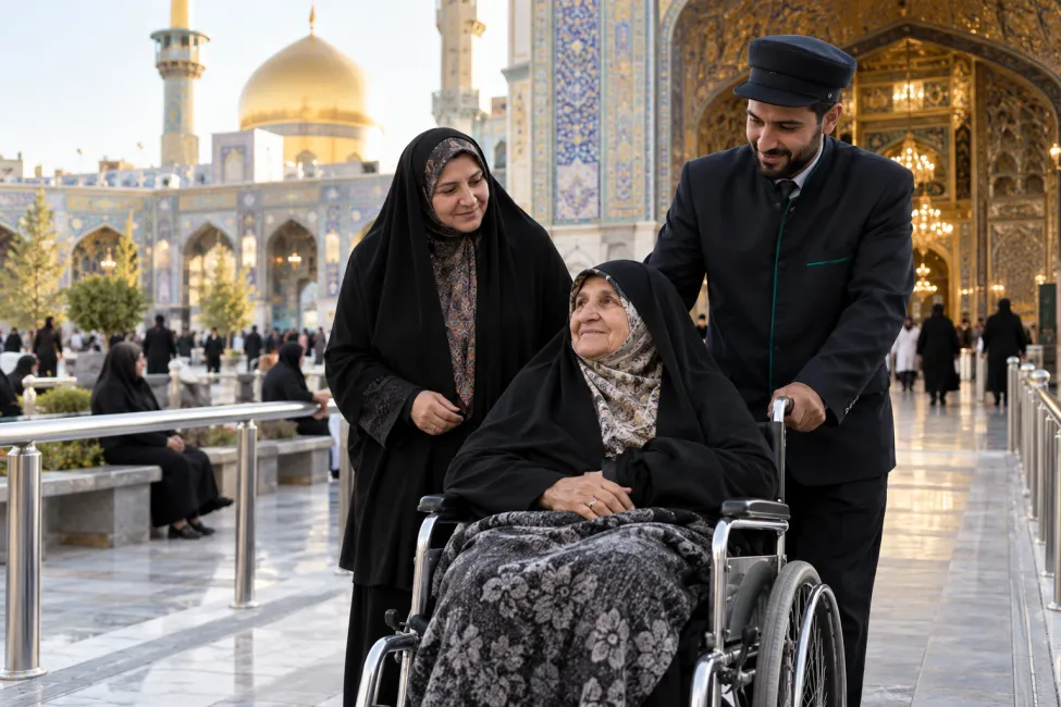 زیارت حرم امام رضا با ویلچر